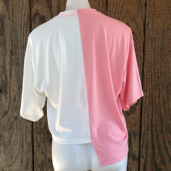 SOLD SHEIN Colorblock Namdoze Graphic Step-Hem Tee - Picture 3 of 7